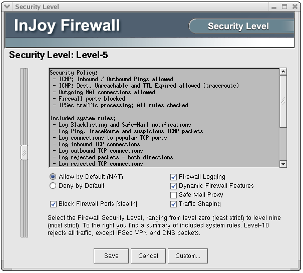 InJoy Firewall - Security-Level